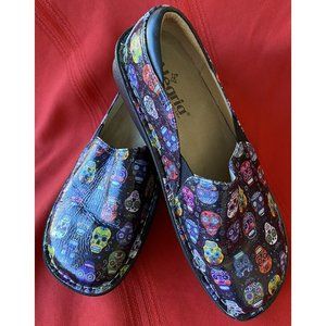 Alegria Sugar Skull Clog Nurse Shoes Womens Size EUR 38/US 8-8.5 DEB-484 EUC